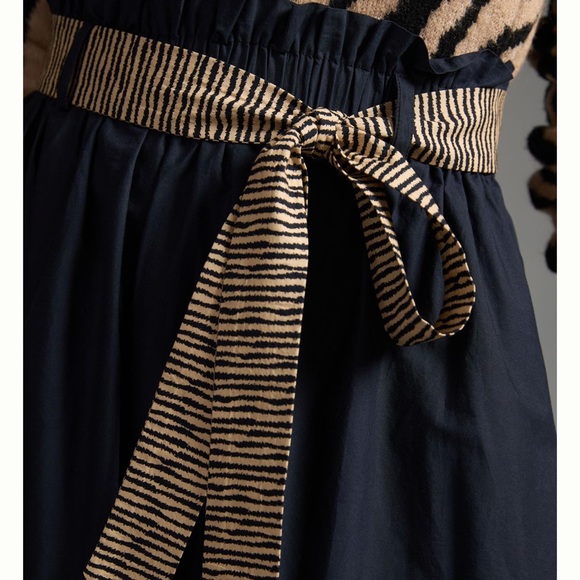 Anthropologie Farm Rio Tropical Maxi Skirt Floral Tie Bow Elastic  Blue Motif - Picture 5 of 8